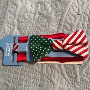 Countess Mara Red and Green Bow Tie Set
